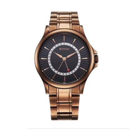 Titan Karishma Quartz Analog with Date Black Dial Stainless Steel Strap Watch For Men 10038QM01