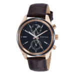 Titan Workwear Day Date Rose Gold Leather Belt Watch 1733KL03