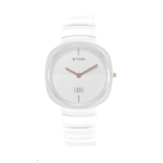 Titan Edge Squircle Quartz Analog White Dial White Ceramic Strap Unisex Watch - NT1841QC03
