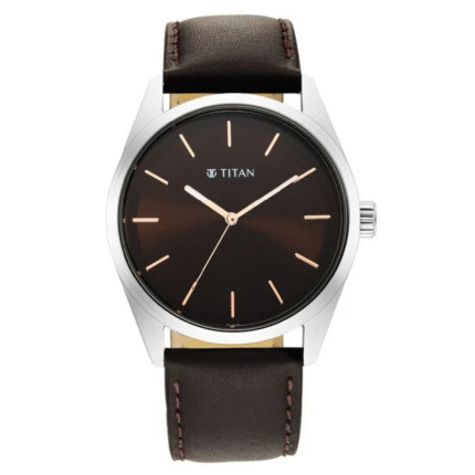 Titan Workwear Brown Dial Analog Leather Strap Watch (1866SL02)