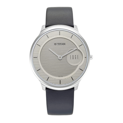 Titan Edge Baseline Quartz Analog Off-White Dial Blue Leather Strap Watch for Men - NT1843SL01