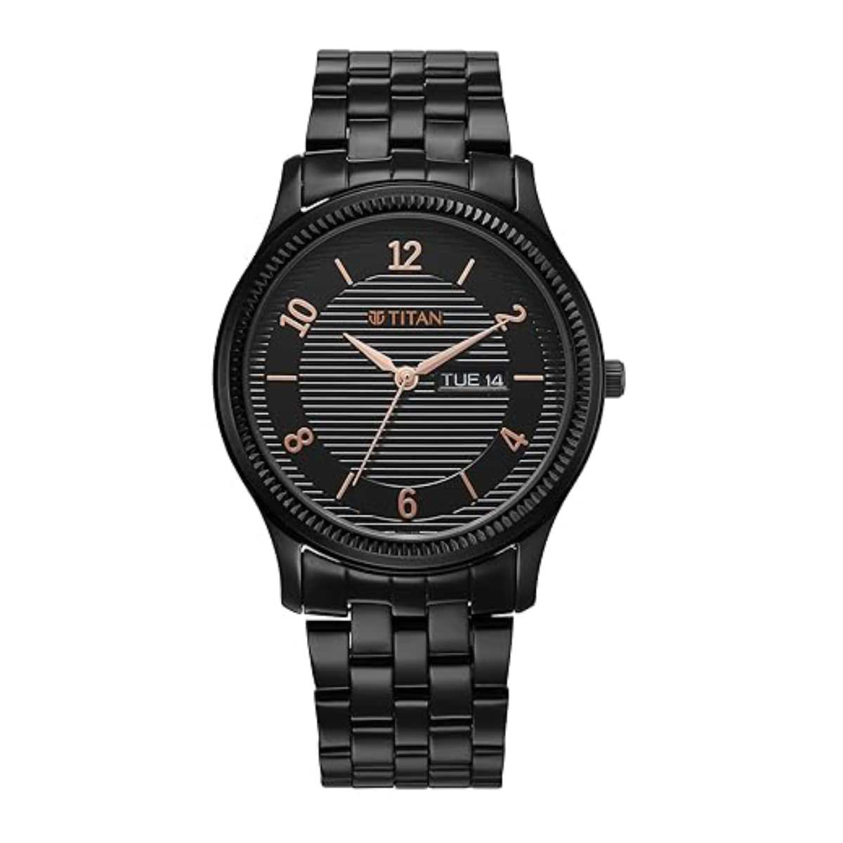 Titan Karishma Quartz Analog with Day & Date Black Dial Black Stainless Steel Strap Watch for Men - NT1824NM01 Titan Karishma Quartz Analog with Day & Date Black Dial Black Stainless Steel Strap Watch for Men - NT1824NM01