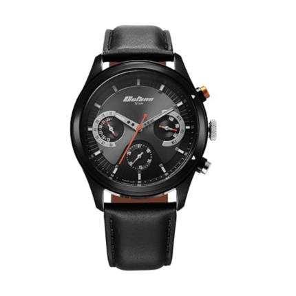 Titan Octane Quartz Multifunction Black Dial Black Leather Strap Watch for Men - NT1805KL02