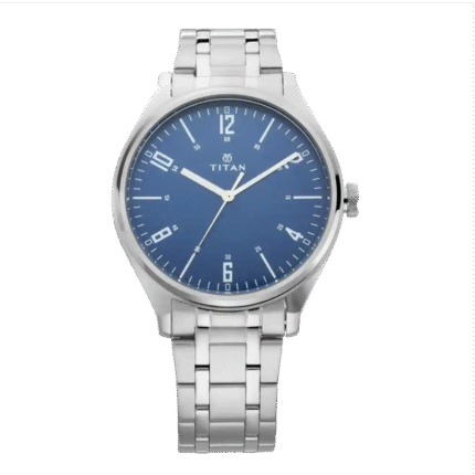 Titan Workwear Watch with Blue Dial & Silver Metal Strap NR1802SM02 NR1802SM02