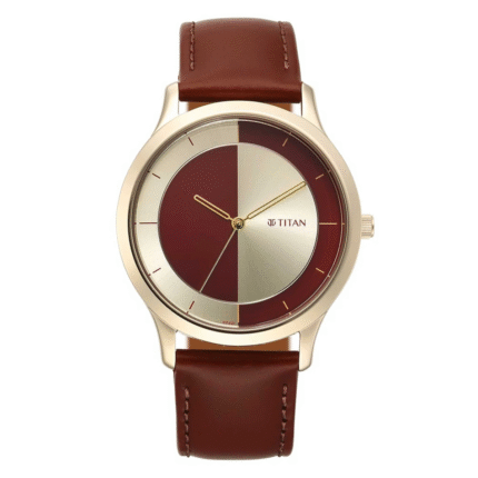 Titan Yin & Yang Red Dial Analog Leather Strap Watch for Men 1825WL04